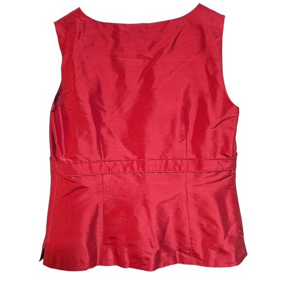 Talbots Women's Silk Top Red Medium Holiday Glam Minimalist Quiet Luxury - Picture 3 of 13